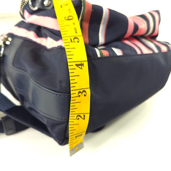 TORY BURCH TILDA STRIPED NYLON MEDIUM BACKPACK WITH ZIP CLOSURE NAVY BLUE PINK.. - Picture 14 of 16